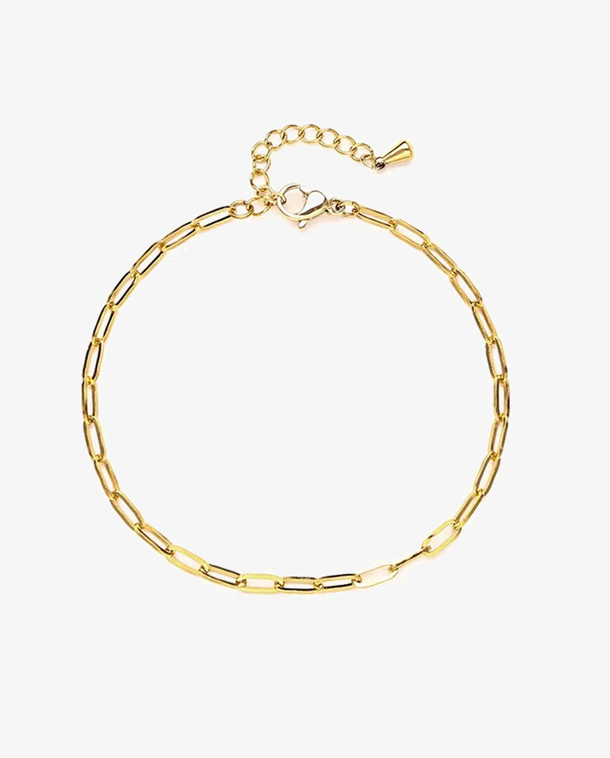 Paperclip Chain Bracelet 14K gold link waterproof adjustable – Ravyena