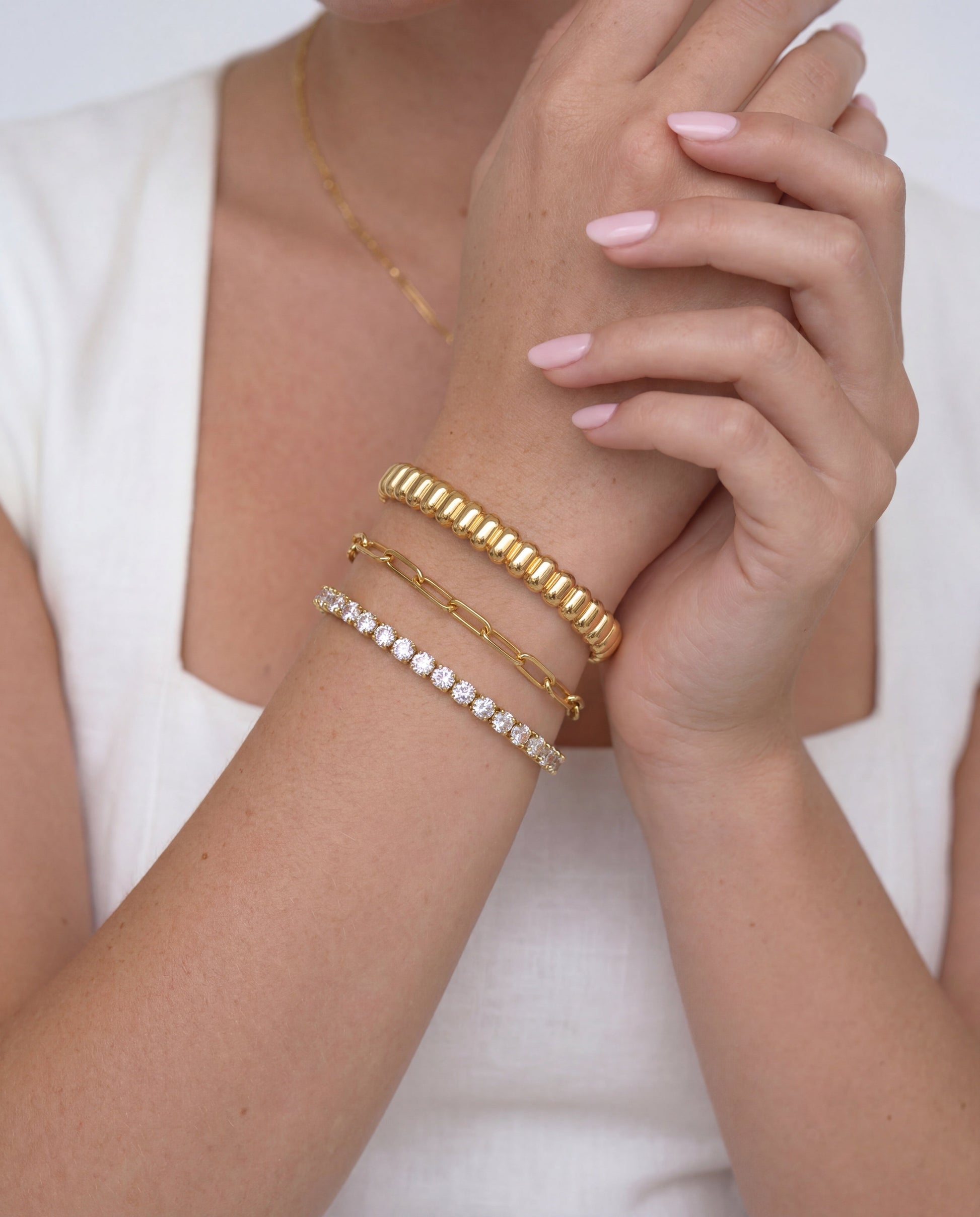 Paperclip Chain Bracelet layered gold stack styling – Ravyena