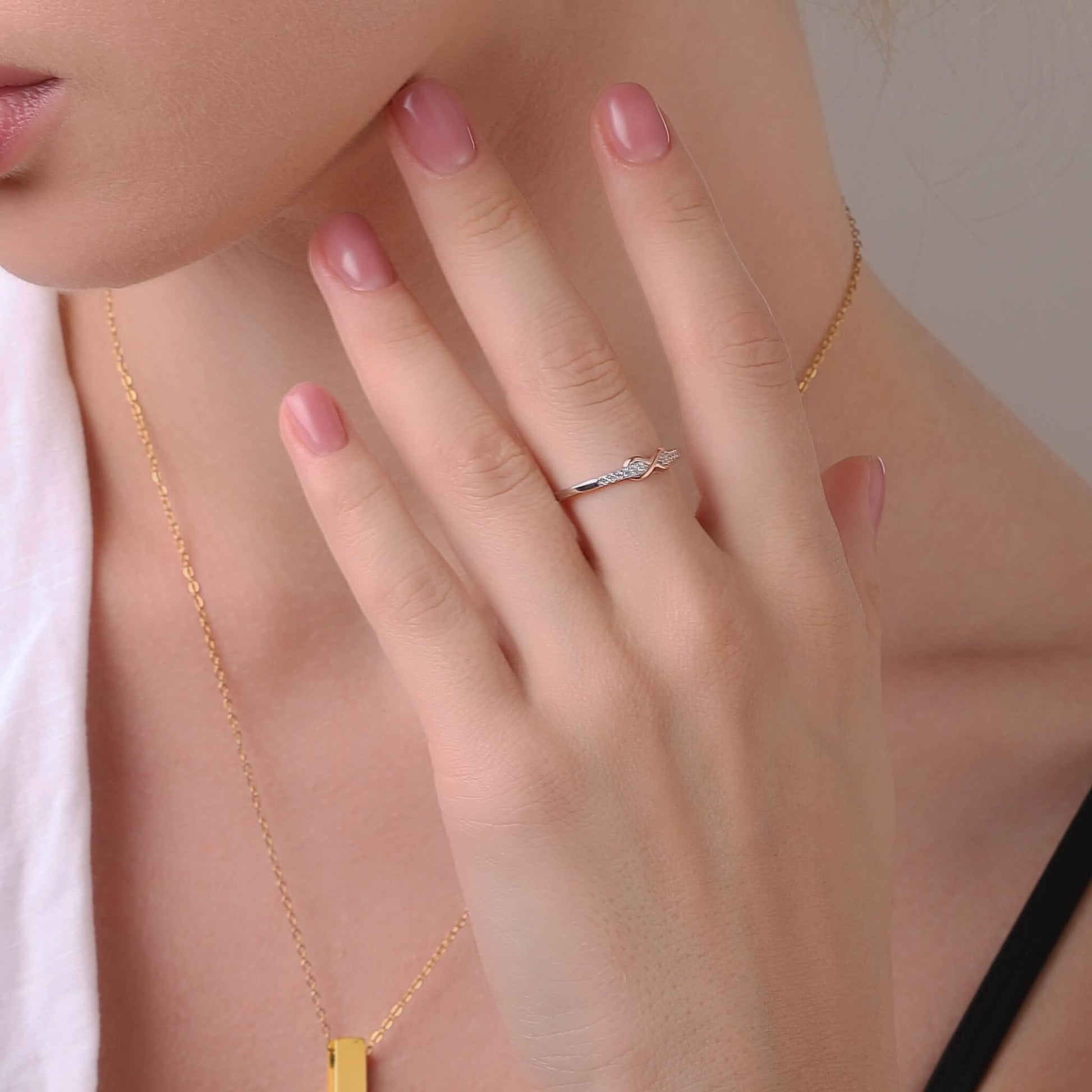 Gold love symbol ring, romantic feminine design