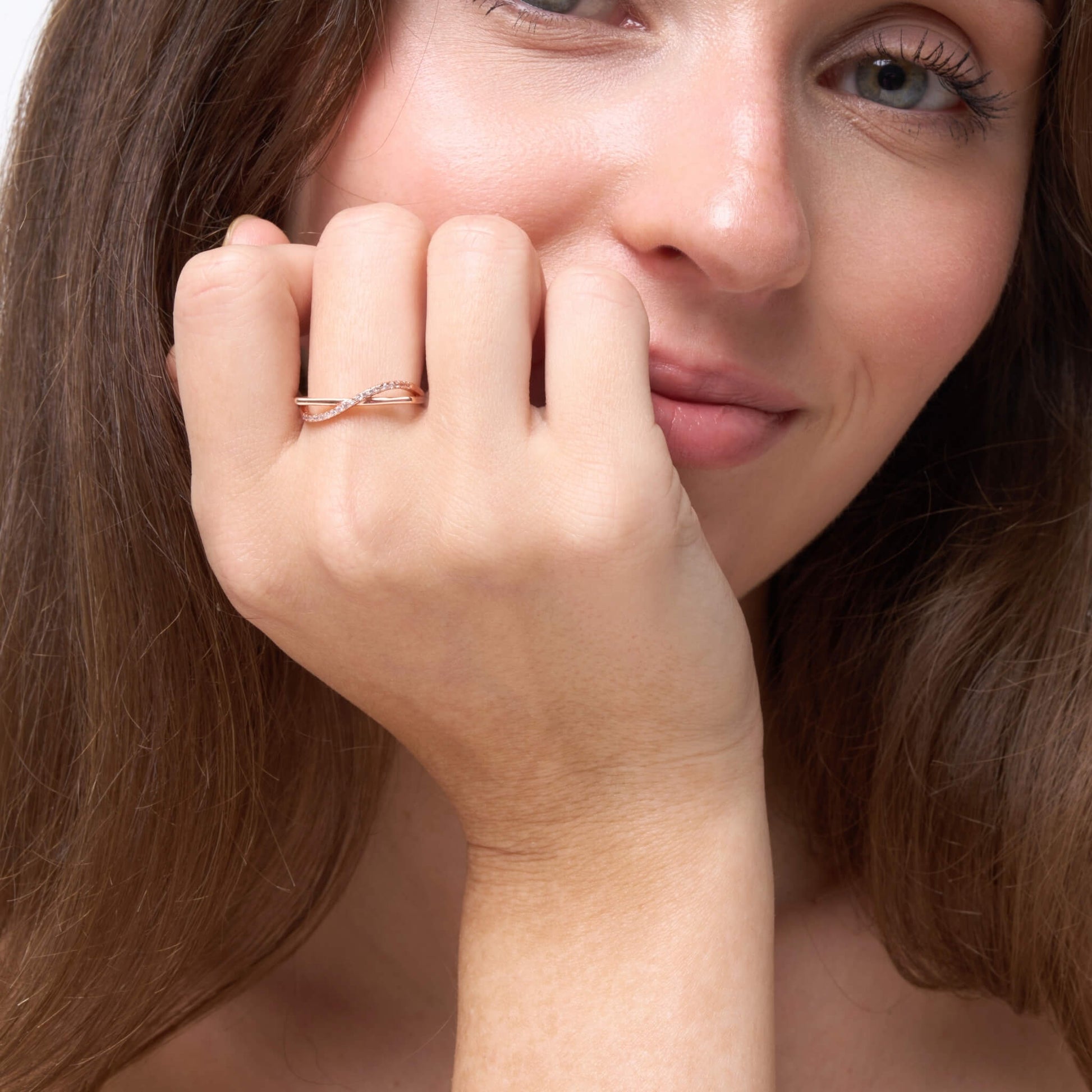 Selma ring styled on a feminine hand
