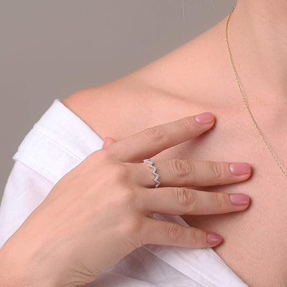 Close-up of gold highs and lows ring detail