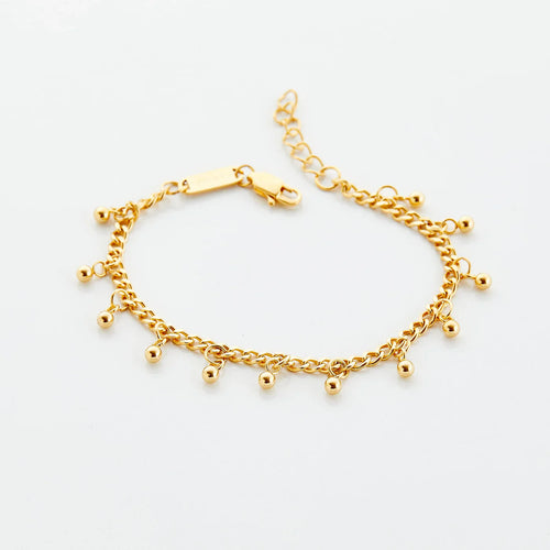 Gold Dangling Charm Bracelet — Indian-Inspired Dotted Design