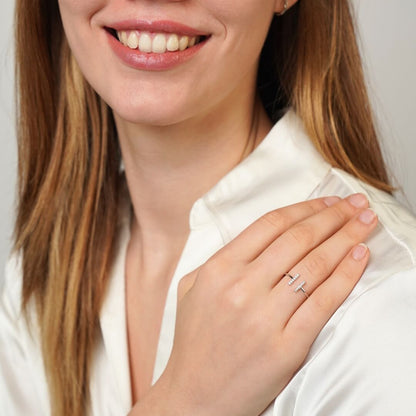 Mira ring styled on a feminine hand