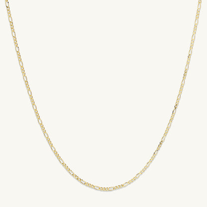 Slim figaro chain necklace in polished gold finish