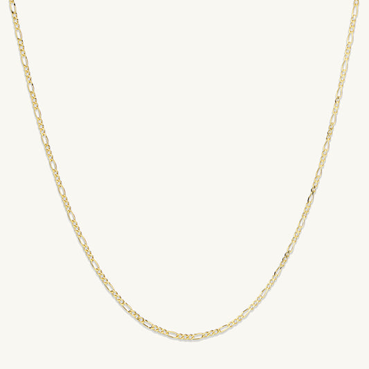 Slim figaro chain necklace in polished gold finish