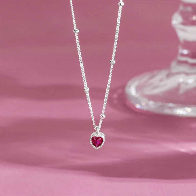 Heart Lock Necklace — 925 Sterling Silver Zircon Pendant for Women