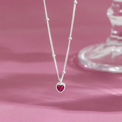 Heart Lock Necklace — 925 Sterling Silver Zircon Pendant for Women