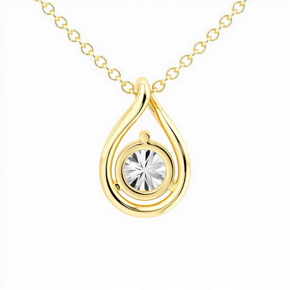 Pear-Cut Moissanite Necklace — 14K Gold Solitaire Pendant