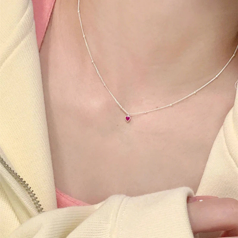 Heart Lock Necklace — 925 Sterling Silver Zircon Pendant for Women