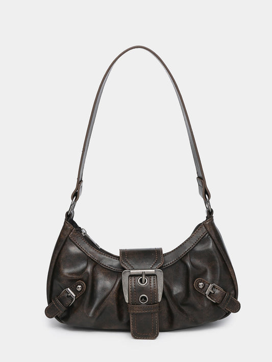 Cora Distressed Buckle Shoulder Bag