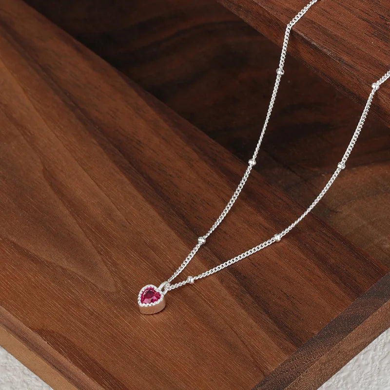 Heart Lock Necklace — 925 Sterling Silver Zircon Pendant for Women