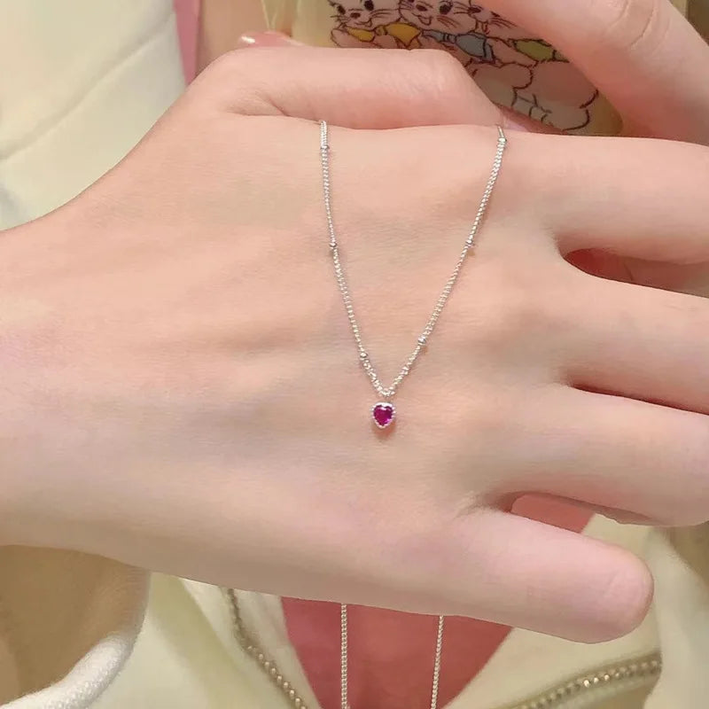 Heart Lock Necklace — 925 Sterling Silver Zircon Pendant for Women