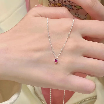 Heart Lock Necklace — 925 Sterling Silver Zircon Pendant for Women