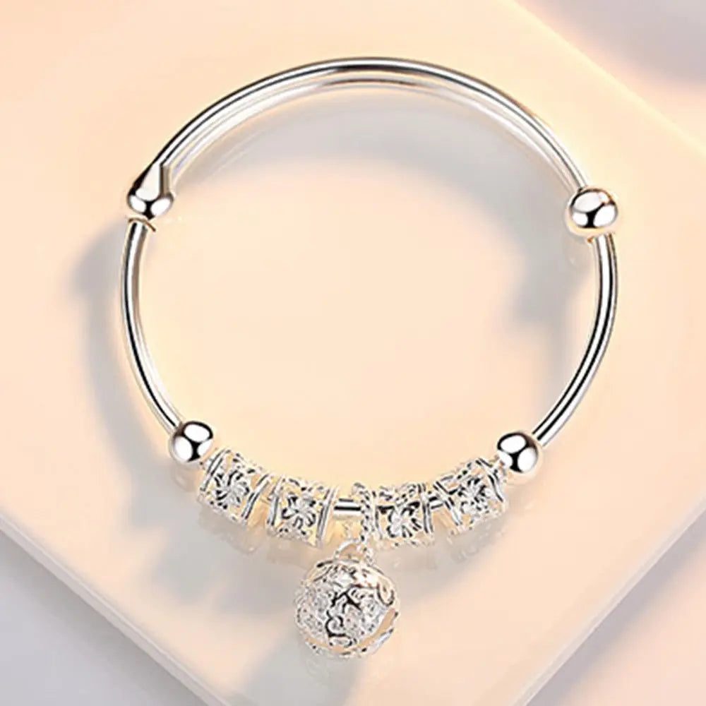 925 Sterling Silver Hollow Bell Bangle