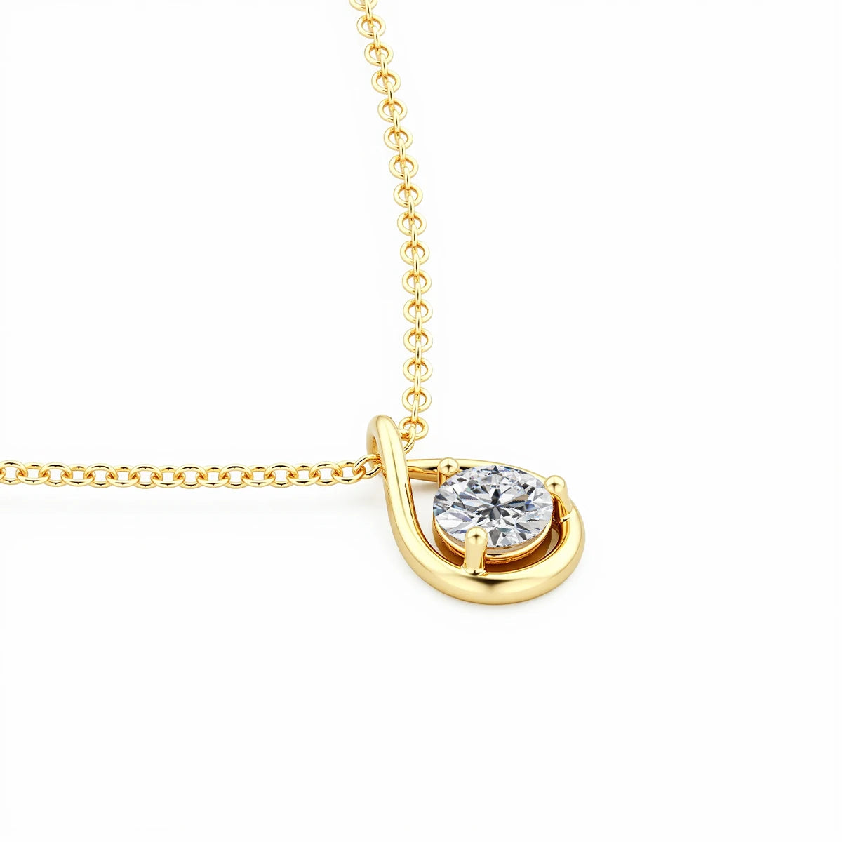 Pear-Cut Moissanite Necklace — 14K Gold Solitaire Pendant