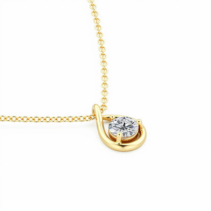 Pear-Cut Moissanite Necklace — 14K Gold Solitaire Pendant