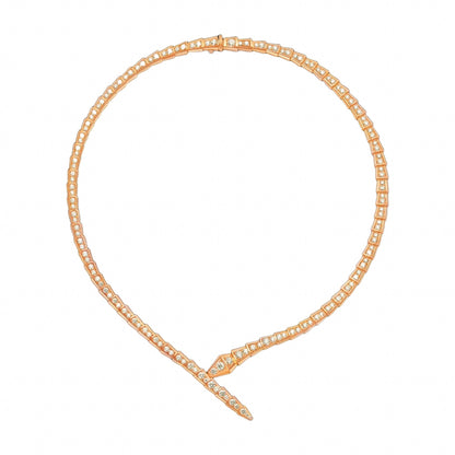 Stefanie 14K gold snake choker necklace with crystals