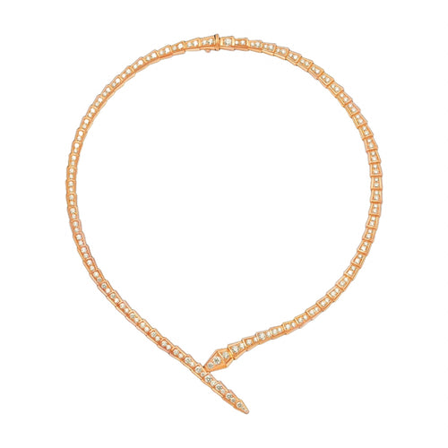 Stefanie 14K gold snake choker necklace with crystals
