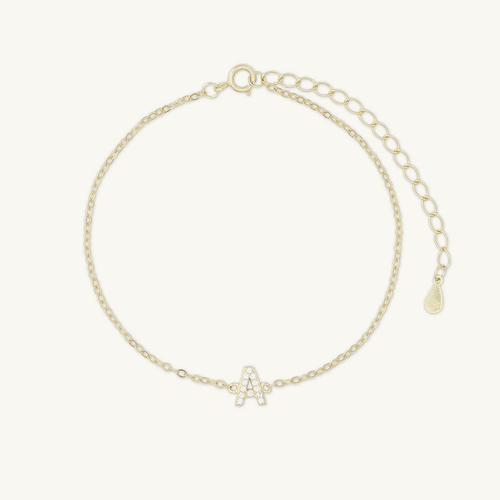 Original initial sapphire letter bracelet in gold vermeil