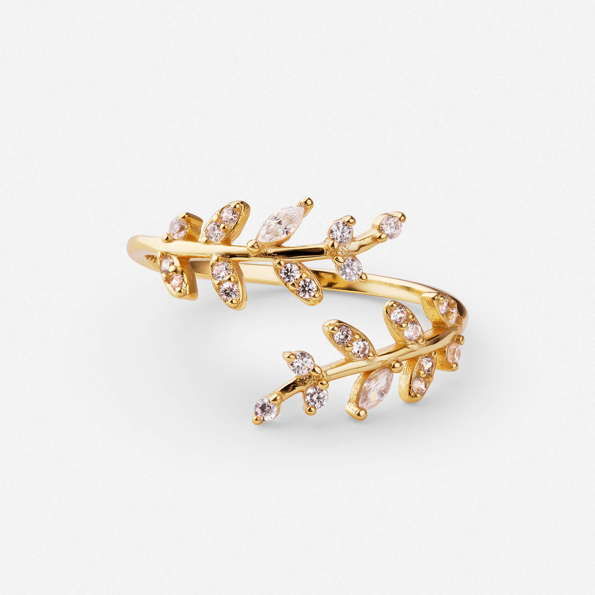 Leaf ring in polished gold finish