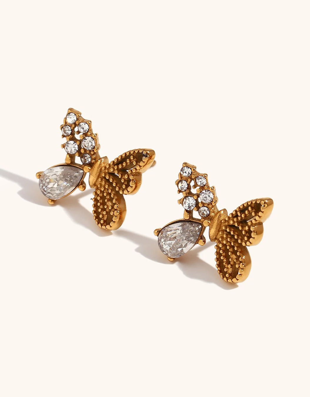Wings of grace butterfly studs in 18K gold finish