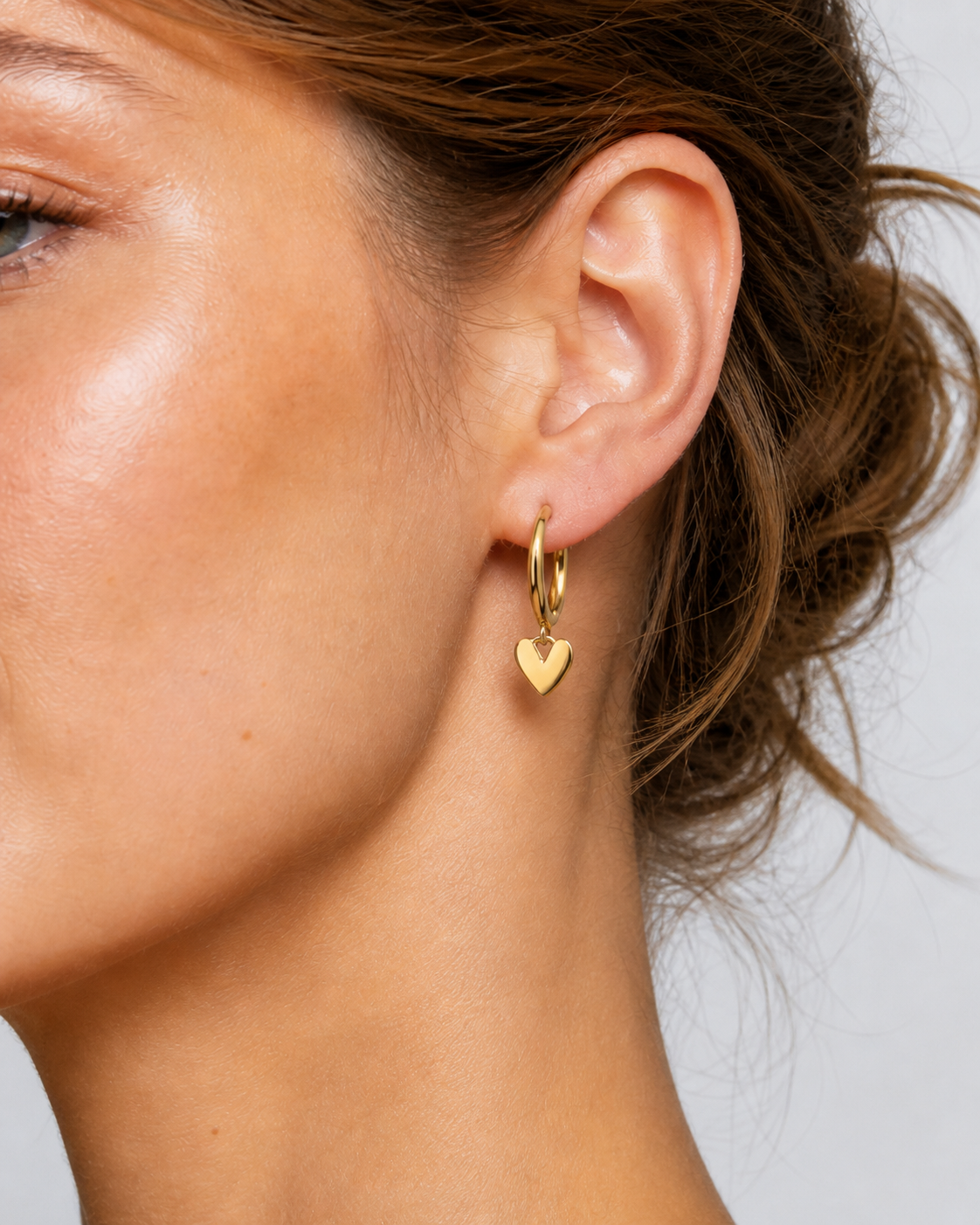 Gold Heart Hoop Earrings — 14K Plated Sterling Silver