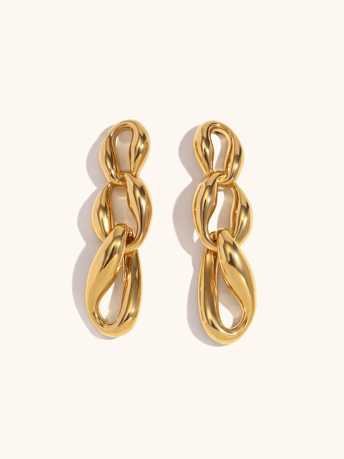 Fluidity chain drop earrings in 18K gold-plated stainless steel — 5cm length