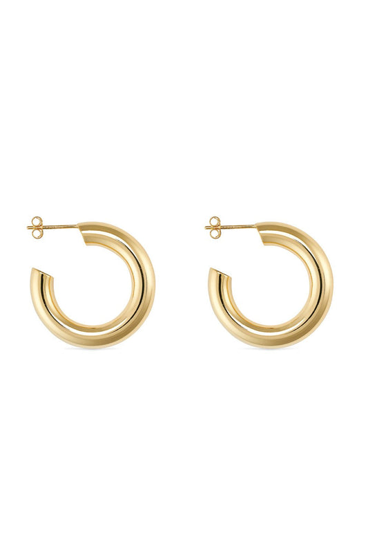 Chunky 14K Gold Hoop Earrings 25mm sterling silver bold statement hoops – Ravyena