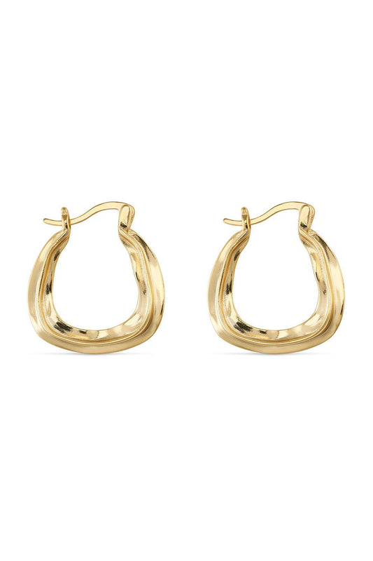 Chunky oval gold hoop earrings by Ravyena