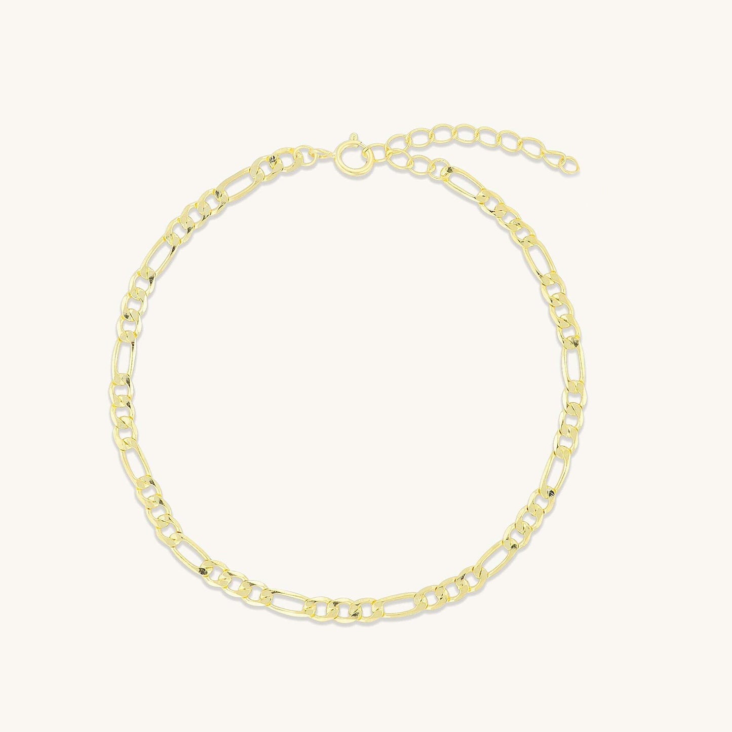 Classic figaro chain bracelet in polished gold finish