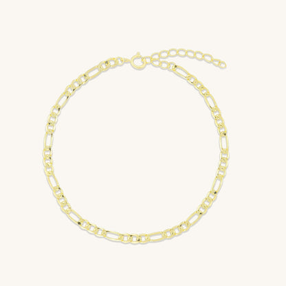 Classic figaro chain bracelet in polished gold finish