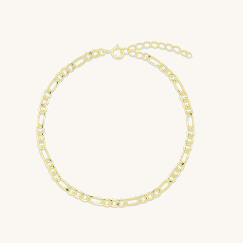 Classic figaro chain bracelet in polished gold finish