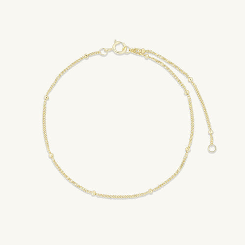 Satellite chain bracelet in 18k gold vermeil, front view – Ravyena