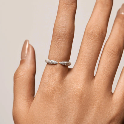 Close-up of Ravyena Claw Ring — AAA+ cubic zirconia in 925 sterling silver claw setting