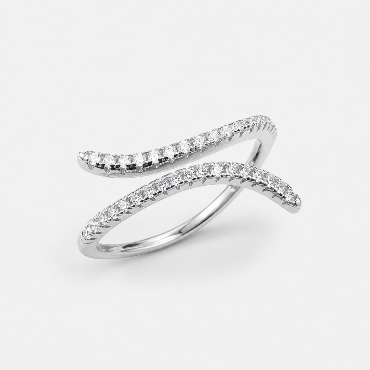 Crystal Flare Statement Ring — Platinum