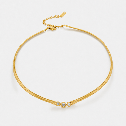 Vintage Stainless Steel CZ Choker Necklace