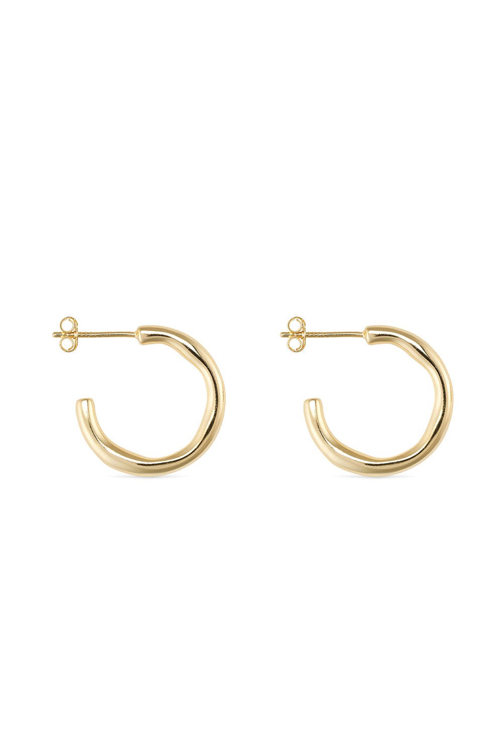 Dainty 14K Gold Hoop Earrings 18mm sterling silver minimalist hoops – Ravyena