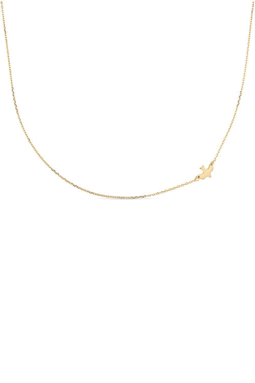 Dainty 18K gold bird pendant choker necklace