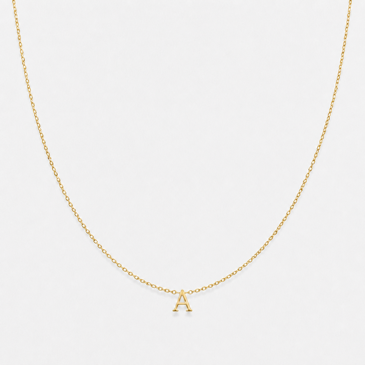 Dainty Initial Letter Necklace — Gold / A