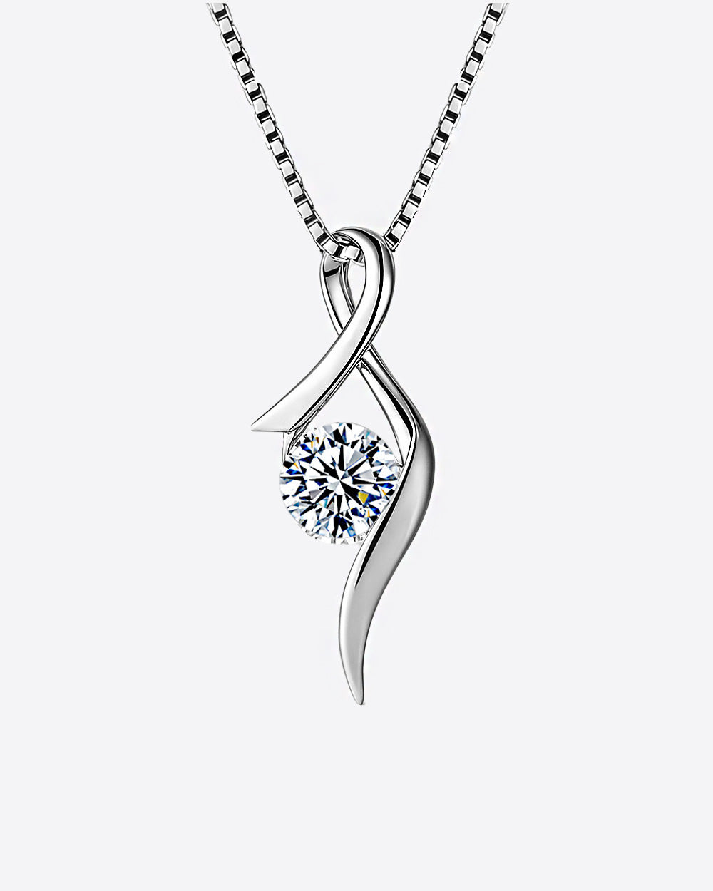 925 sterling silver pendant necklace with cubic zirconia solitaire stone – Ravyena