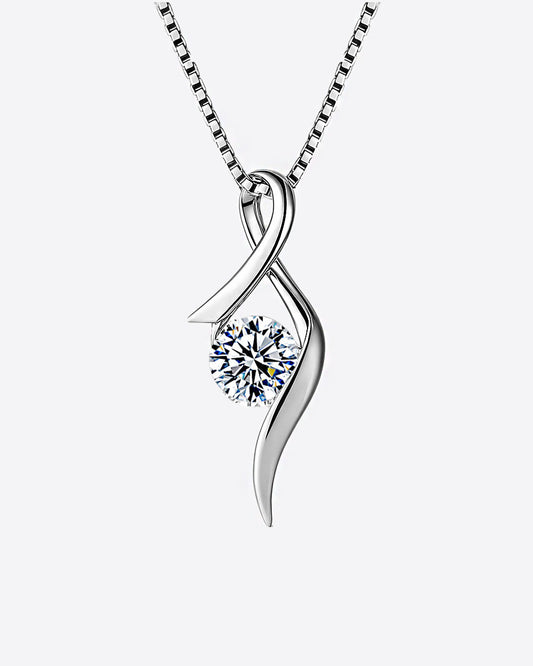 925 sterling silver pendant necklace with cubic zirconia solitaire stone – Ravyena
