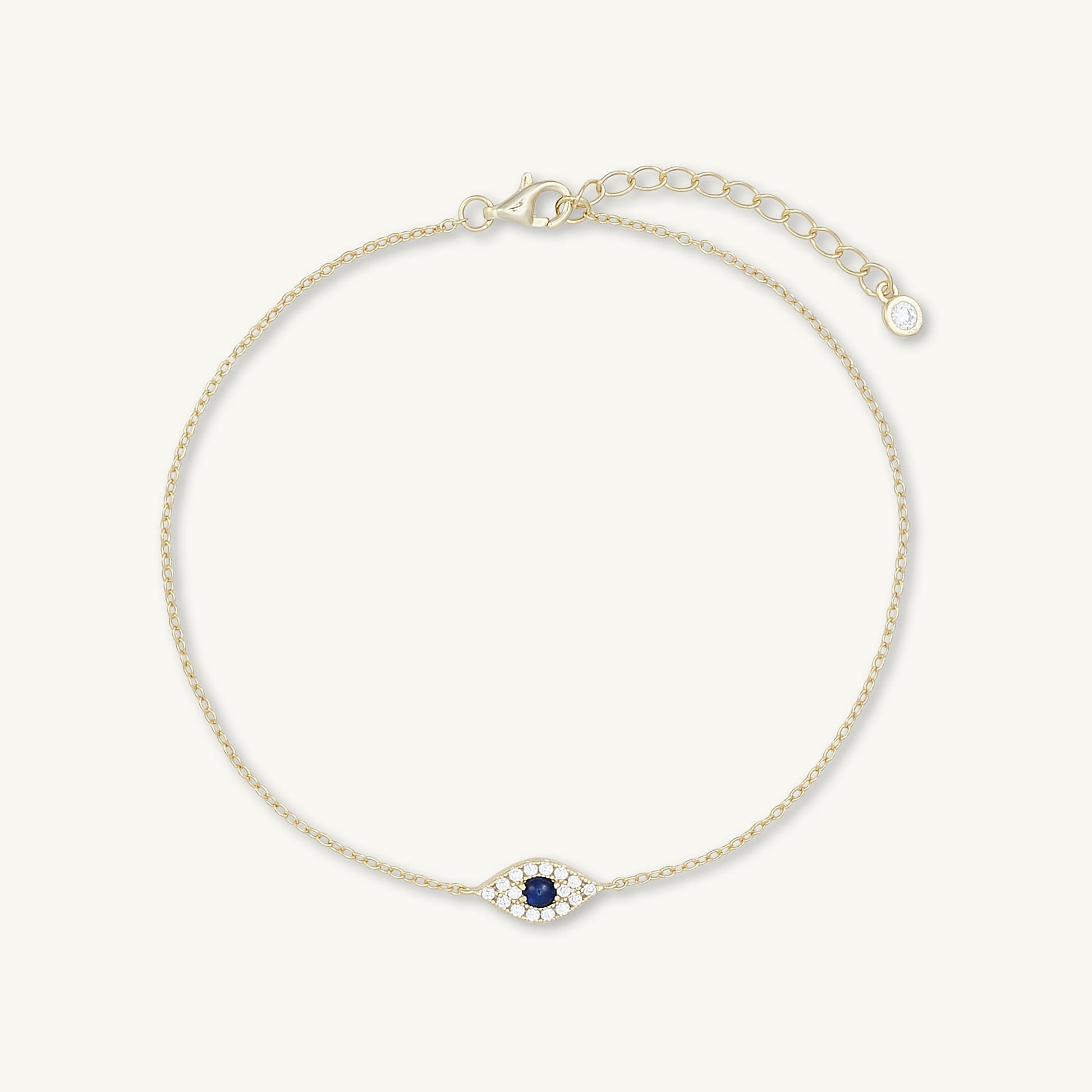 Evil eye pave chain bracelet in gold finish