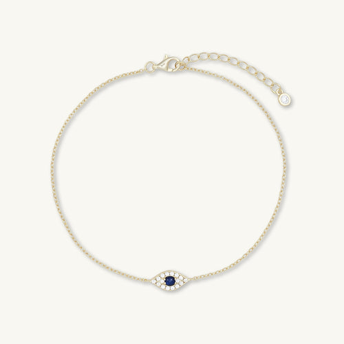 Evil eye pave chain bracelet in gold finish