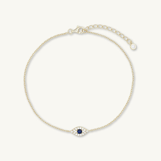 Evil eye pave chain bracelet in gold finish