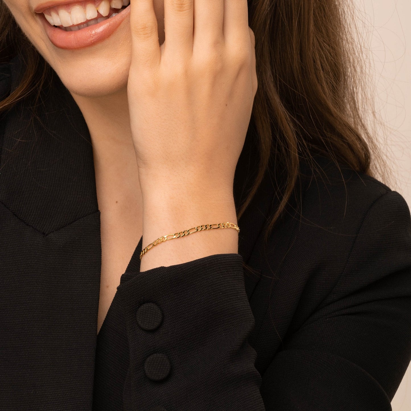 Gold figaro chain bracelet, classic design