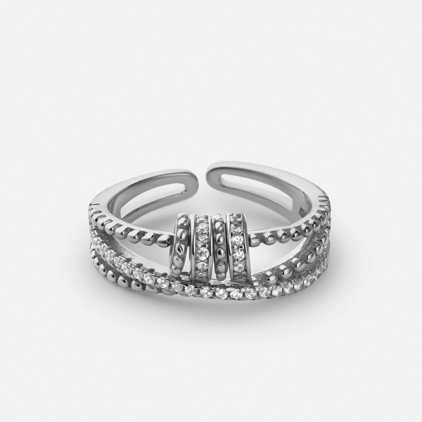 Eternal Knot Ring side angle sterling silver view – Ravyena