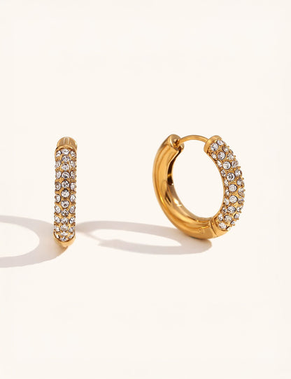 Halo Verge hoop earrings with 5A zirconia stone — gold finish, front view