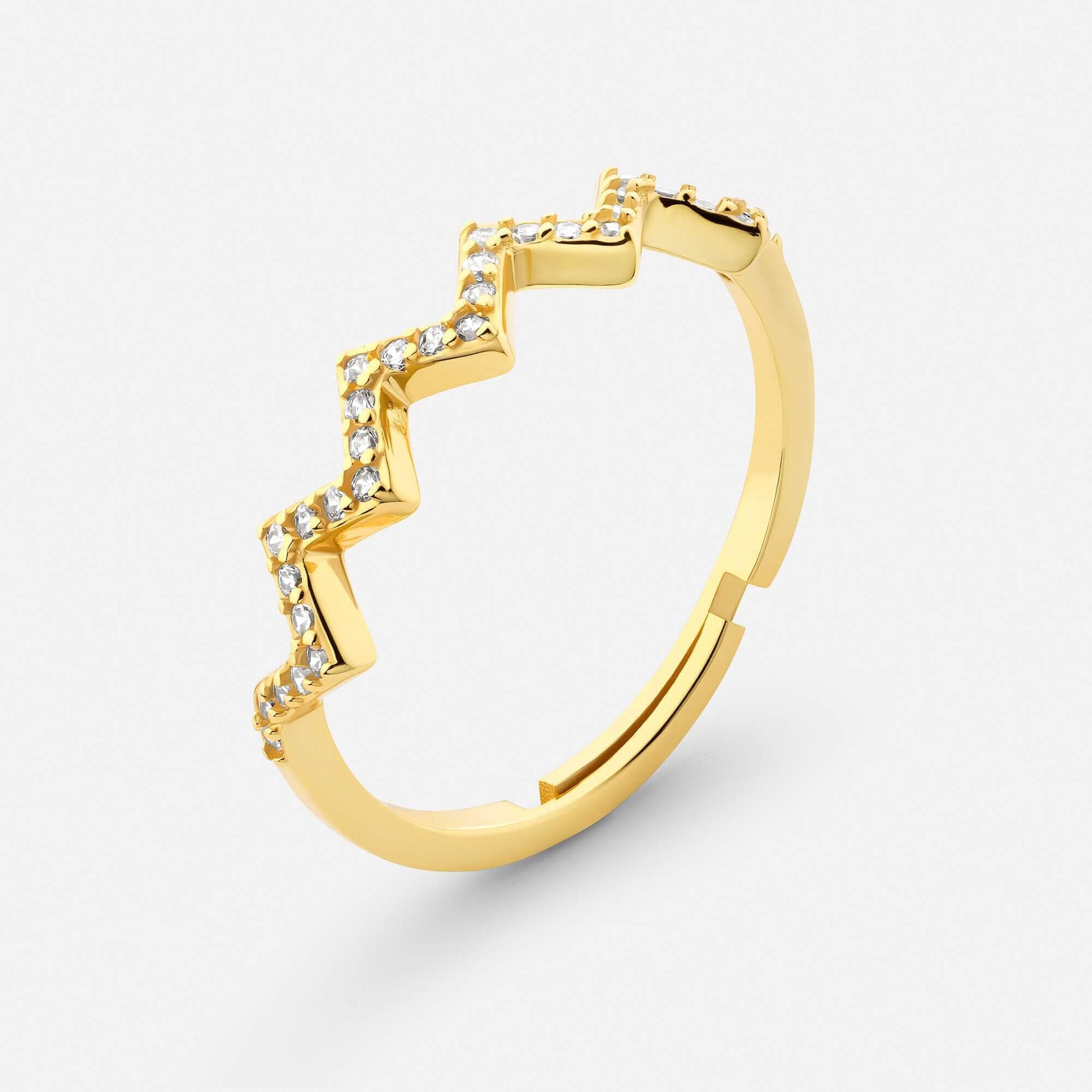Highs and lows ring in polished gold finish