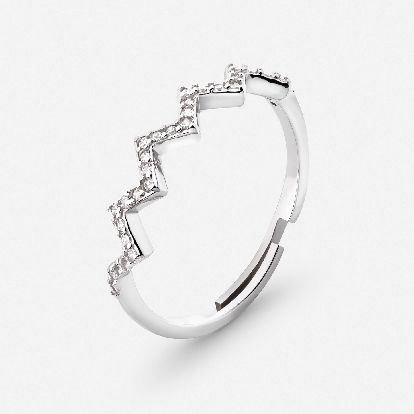 Gold wave ring, side angle view