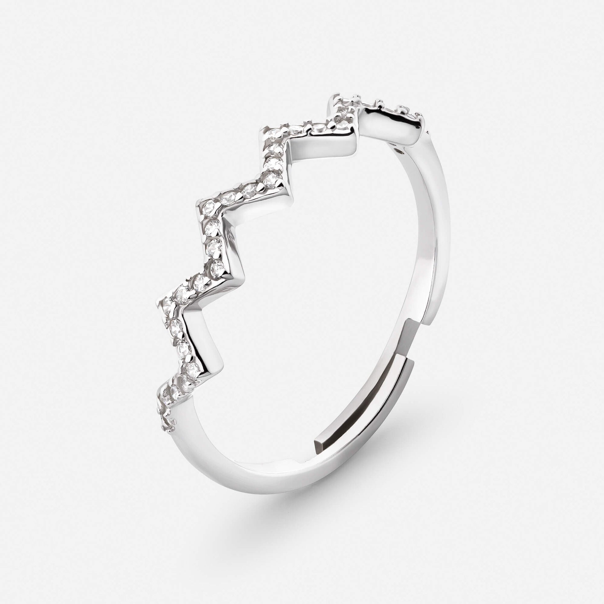Gold wave ring, side angle view